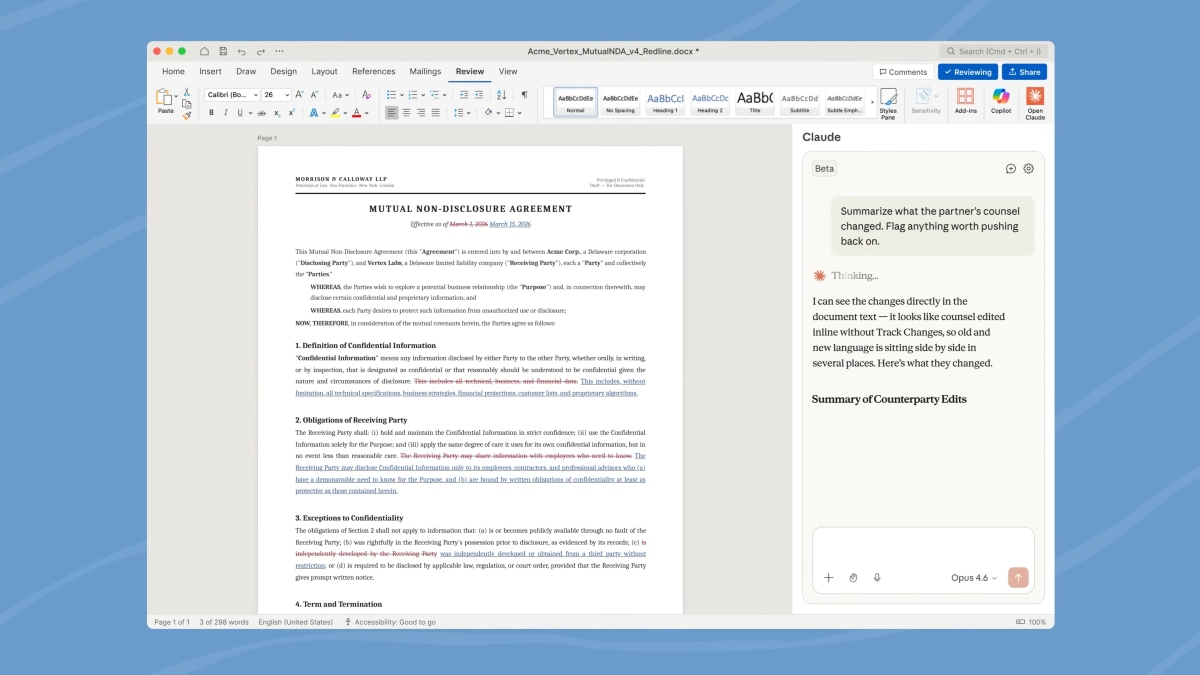 Lire la suite à propos de l’article Voici comment utiliser Claude dans Word en 2026